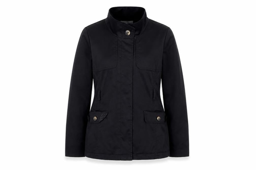 H&M Women’s Black UK 14 Military Jacket Collared Cotton Blend