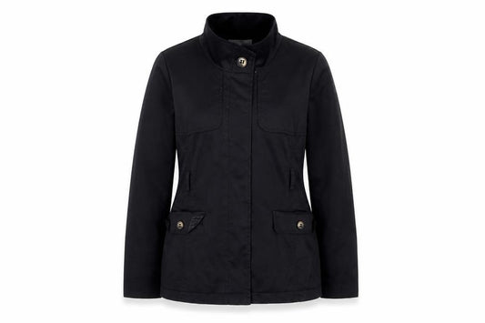 H&M Women’s Black UK 14 Military Jacket Collared Cotton Blend