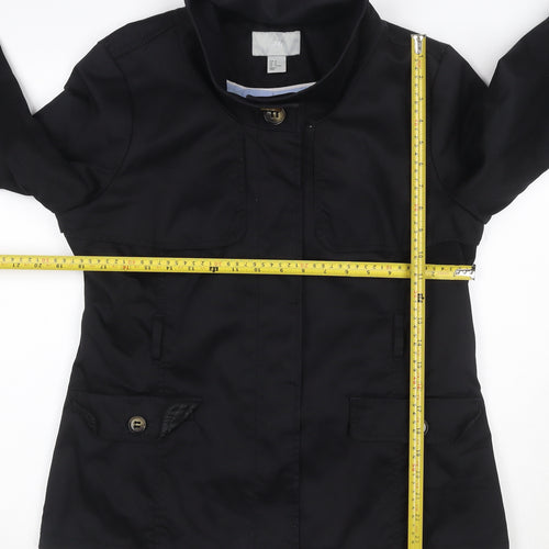 H&M Women’s Black UK 14 Military Jacket Collared Cotton Blend