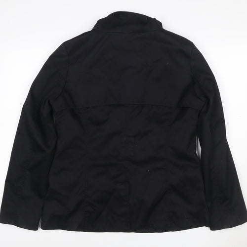 H&M Women’s Black UK 14 Military Jacket Collared Cotton Blend