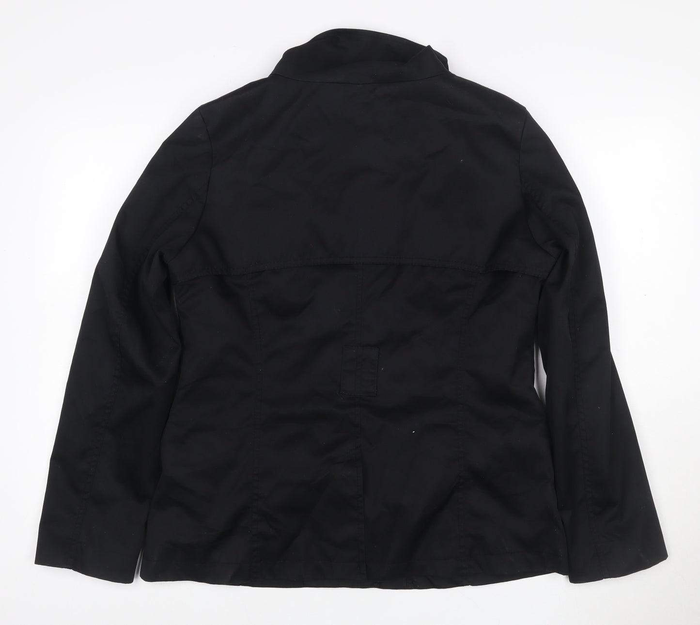 H&M Women’s Black UK 14 Military Jacket Collared Cotton Blend