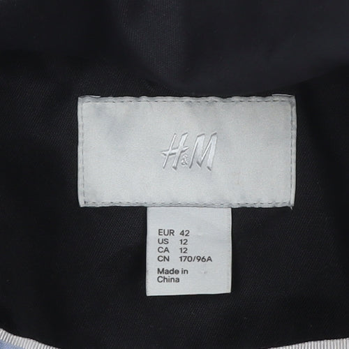 H&M Women’s Black UK 14 Military Jacket Collared Cotton Blend
