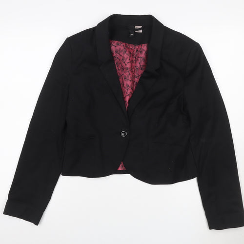 H&M Women’s Black Size 16 Single-Breasted Blazer Bird Lining