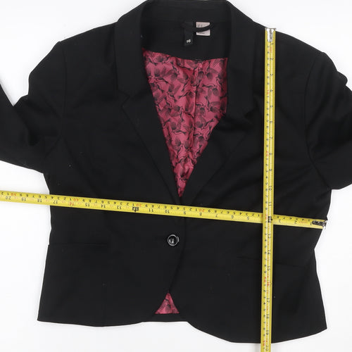 H&M Women’s Black Size 16 Single-Breasted Blazer Bird Lining