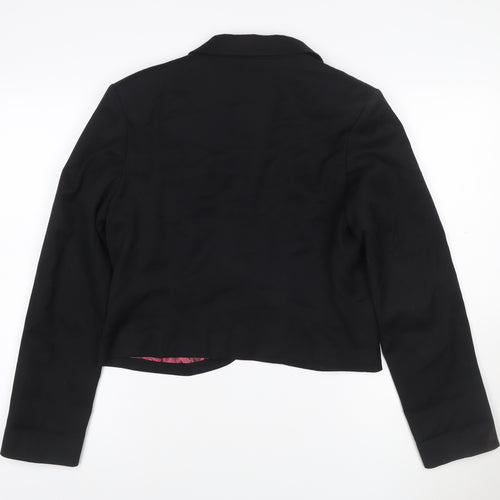 H&M Women’s Black Size 16 Single-Breasted Blazer Bird Lining
