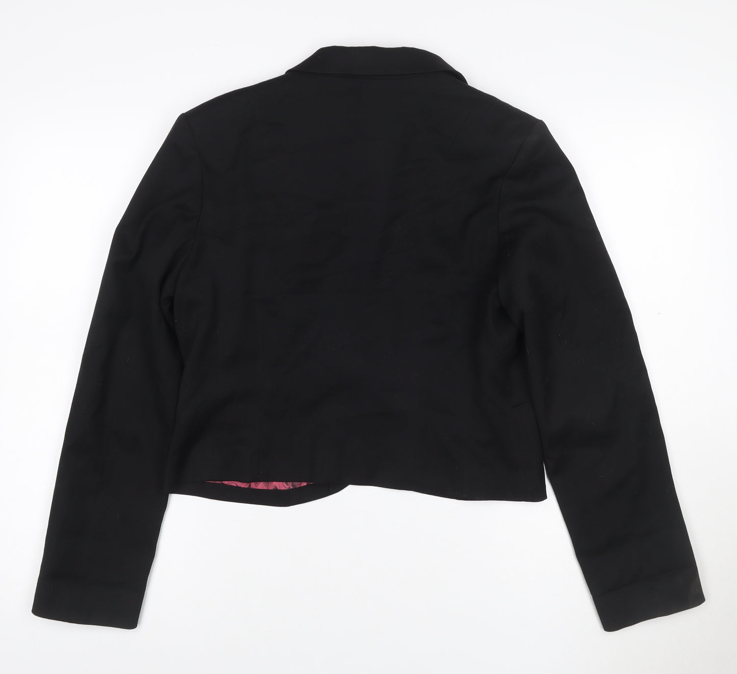 H&M Women’s Black Size 16 Single-Breasted Blazer Bird Lining