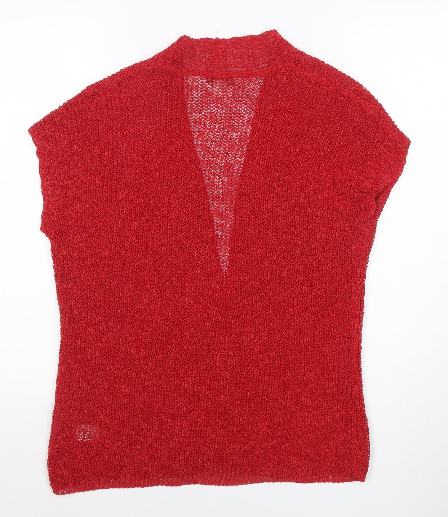 Coldwater Creek Women Red M Open Knit Linen Blend Cardigan
