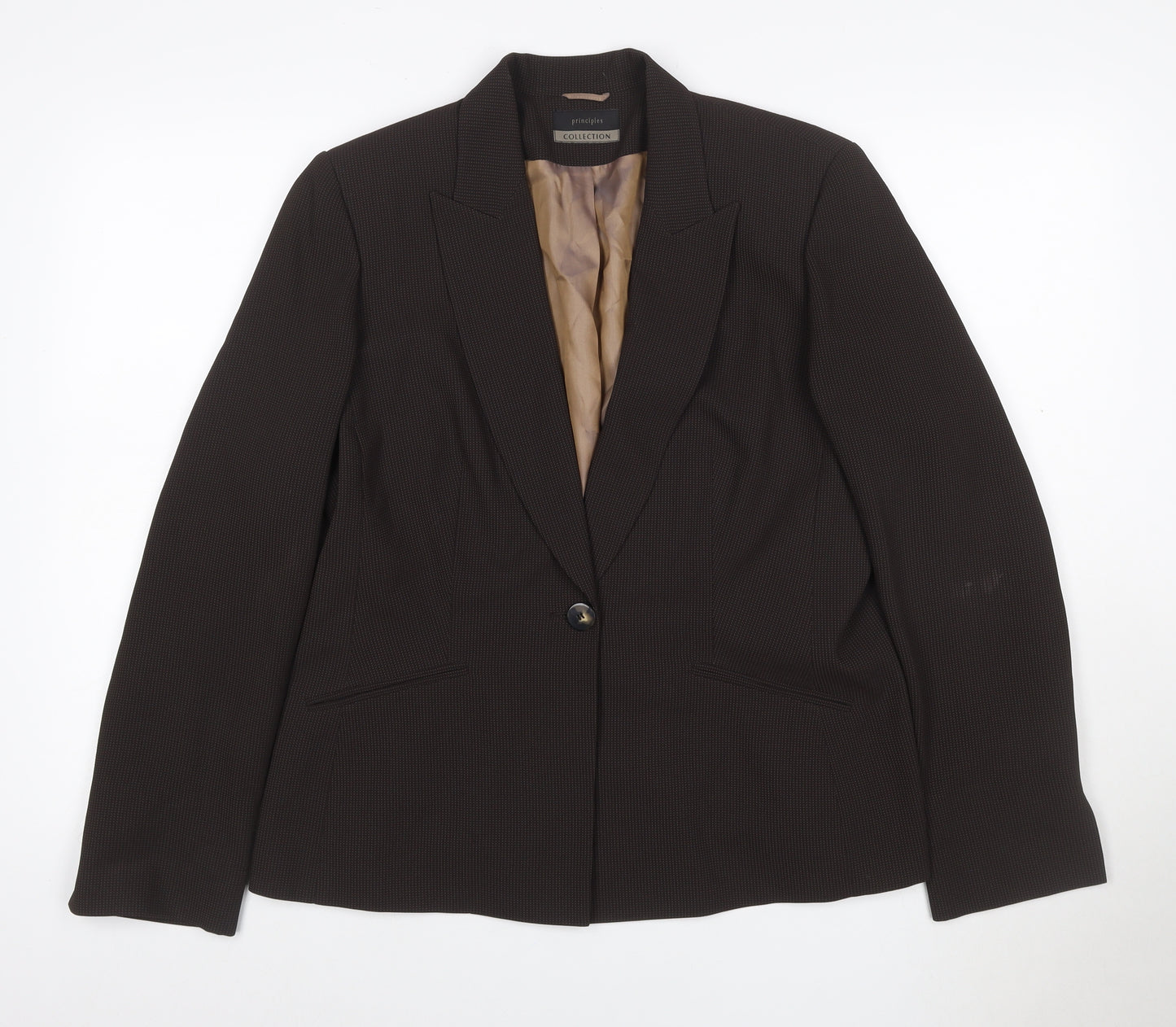 Principles Women’s Brown Size 16 One Button Lined Blazer Jacket