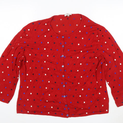 CC Women’s Red Geometric Button Cardigan XL Long Sleeve