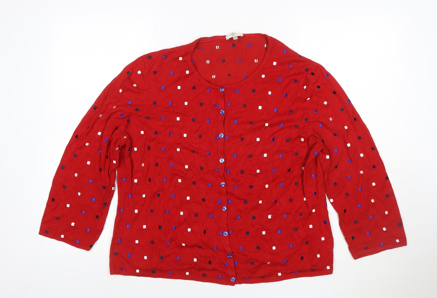 CC Women’s Red Geometric Button Cardigan XL Long Sleeve