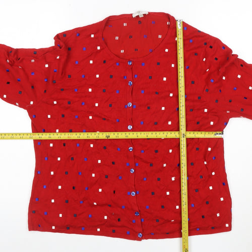 CC Women’s Red Geometric Button Cardigan XL Long Sleeve