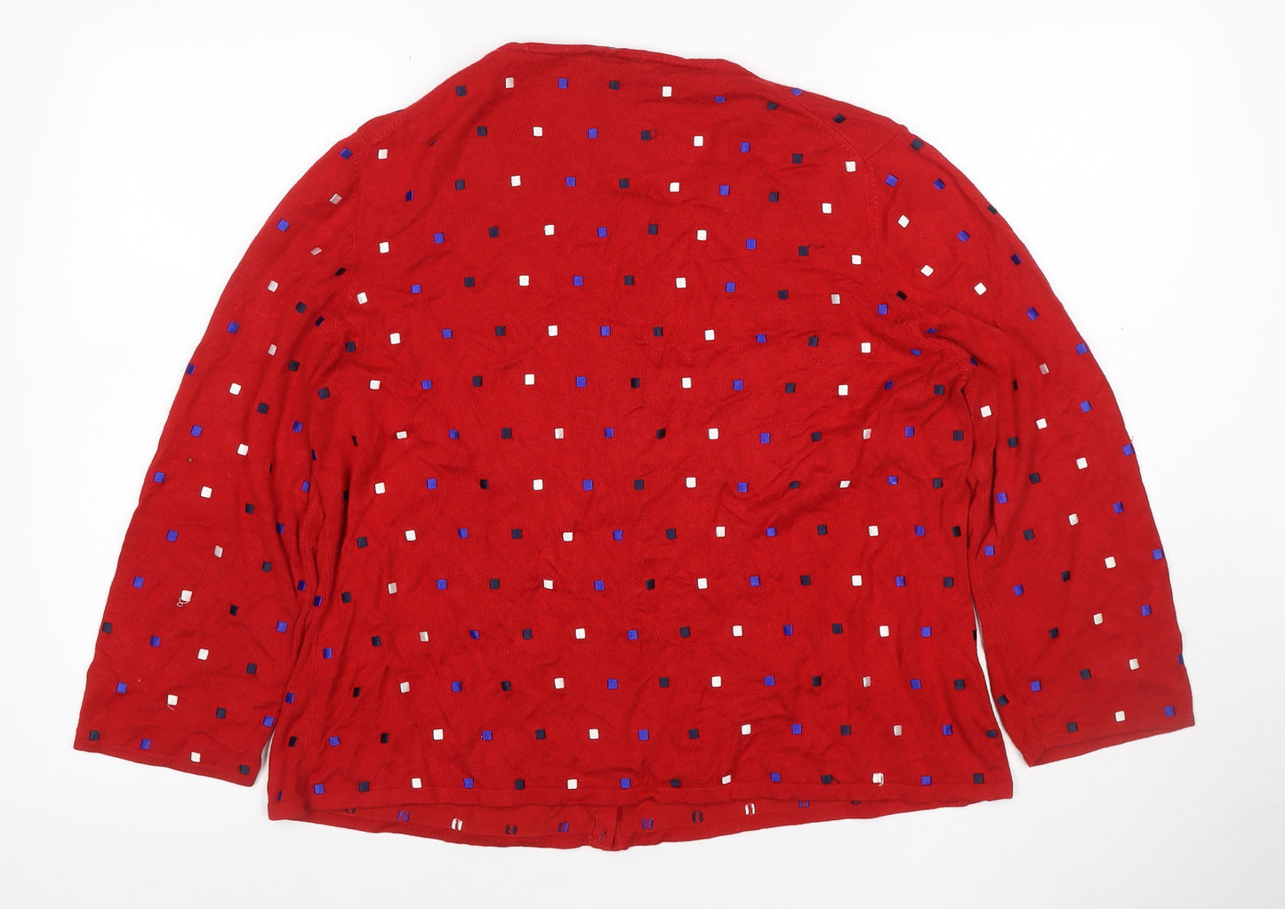CC Women’s Red Geometric Button Cardigan XL Long Sleeve