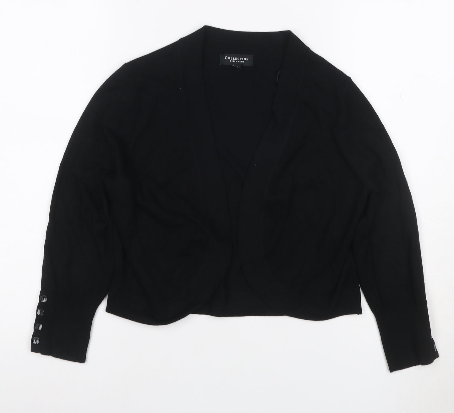 Collection Debenhams Women Black Size 14 Open V-Neck Knit Cardigan