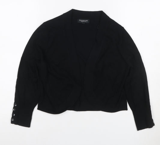 Collection Debenhams Women Black Size 14 Open V-Neck Knit Cardigan