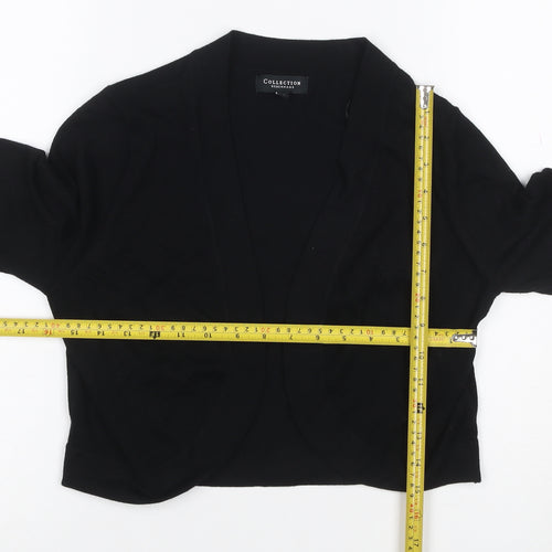 Collection Debenhams Women Black Size 14 Open V-Neck Knit Cardigan