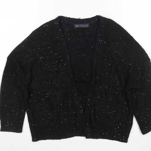 Marks and Spencer Women Black UK 10 Open Sequin Knit Cardigan