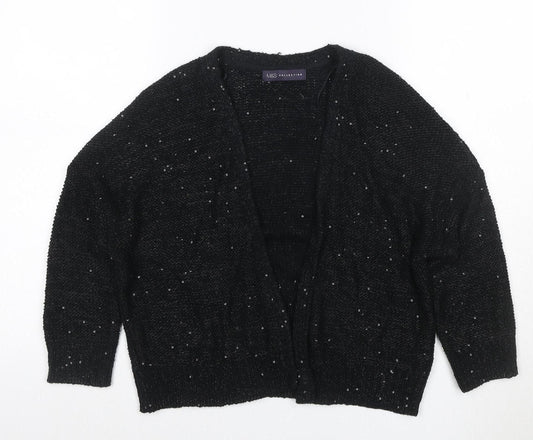 Marks and Spencer Women Black UK 10 Open Sequin Knit Cardigan