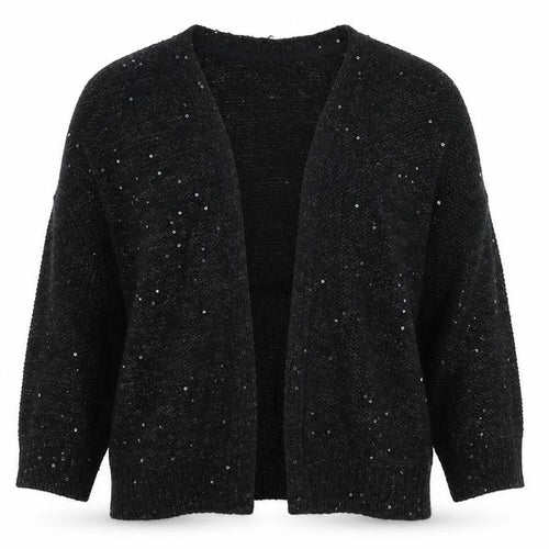 Marks and Spencer Women Black UK 10 Open Sequin Knit Cardigan