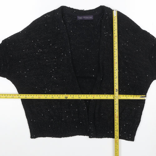 Marks and Spencer Women Black UK 10 Open Sequin Knit Cardigan