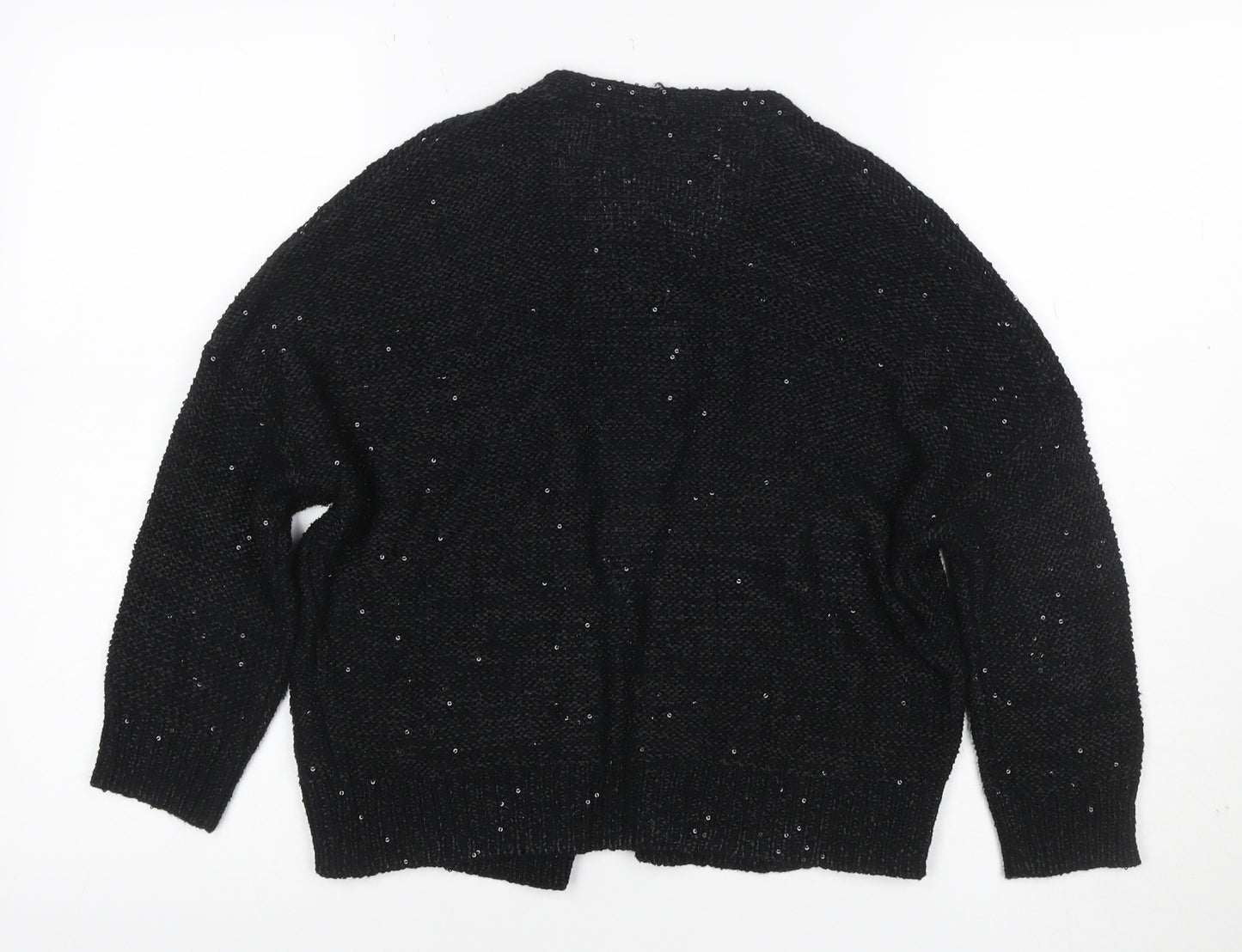 Marks and Spencer Women Black UK 10 Open Sequin Knit Cardigan