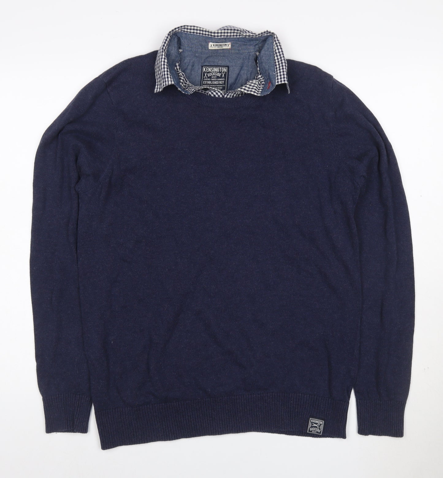 Kensington Dockside Men's Navy M Collared Cotton Knit Pullover Jumper