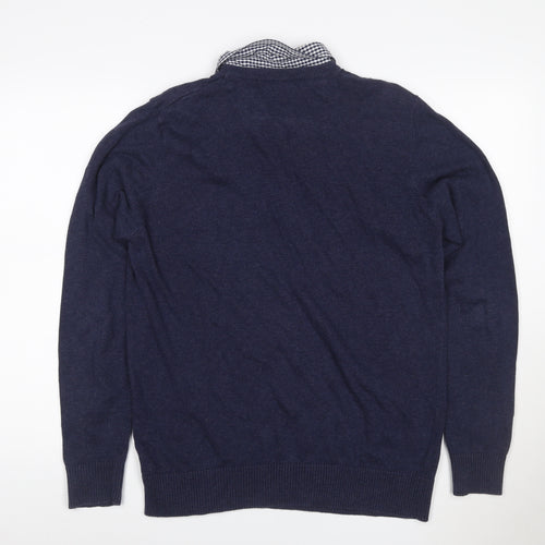 Kensington Dockside Men's Navy M Collared Cotton Knit Pullover Jumper