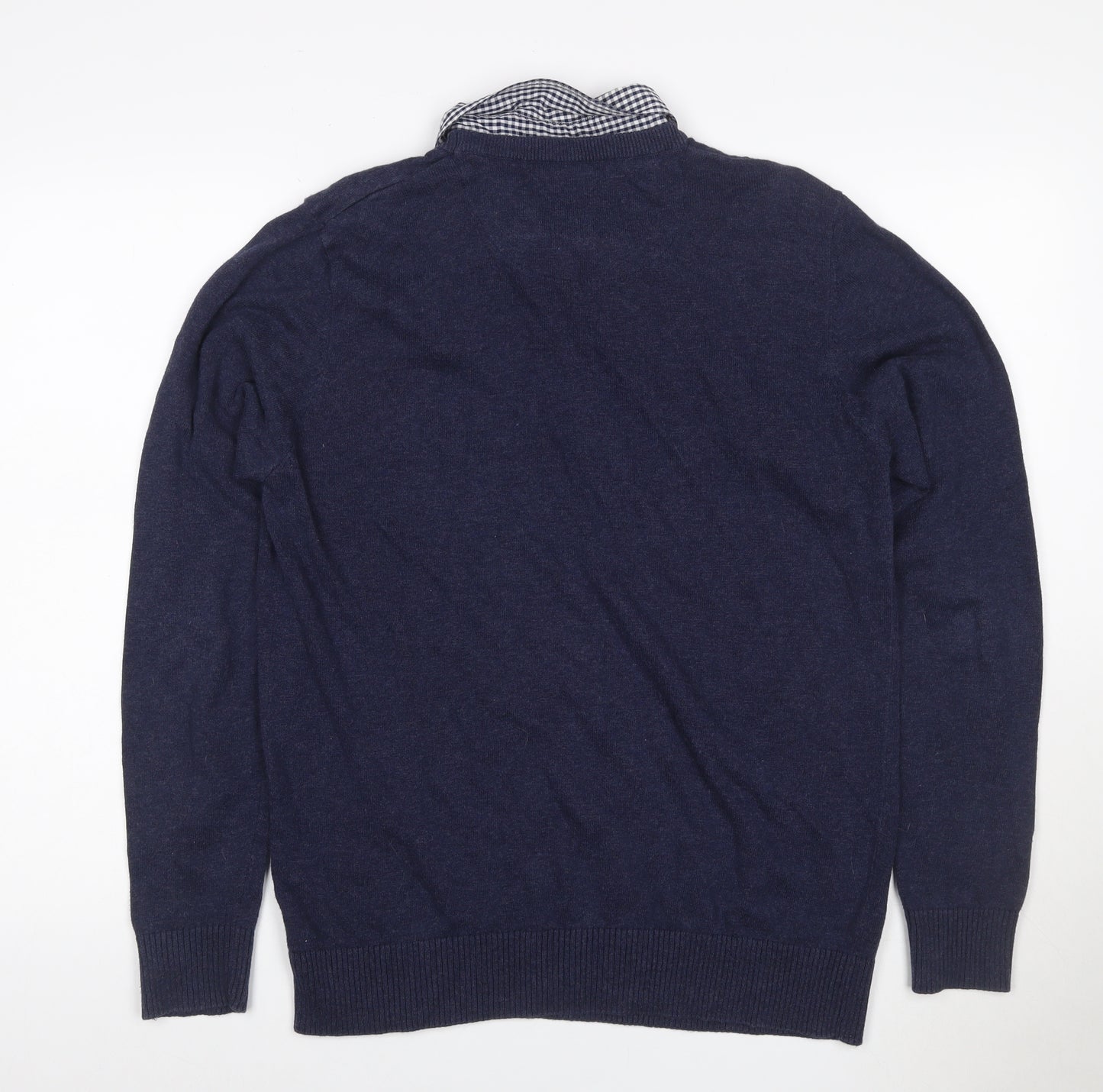 Kensington Dockside Men's Navy M Collared Cotton Knit Pullover Jumper