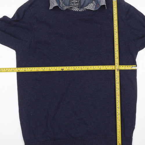 Kensington Dockside Men's Navy M Collared Cotton Knit Pullover Jumper