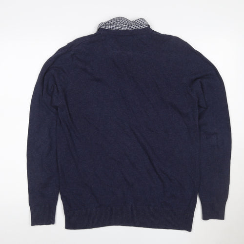 Kensington Dockside Men's Navy M Collared Cotton Knit Pullover Jumper