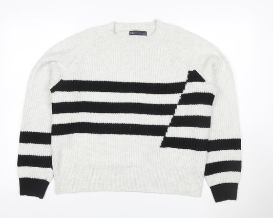 Marks and Spencer Women’s Ivory M Striped Knit Crew Neck Jumper