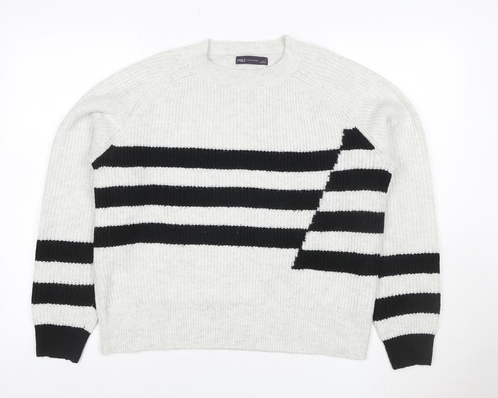 Marks and Spencer Women’s Ivory M Striped Knit Crew Neck Jumper