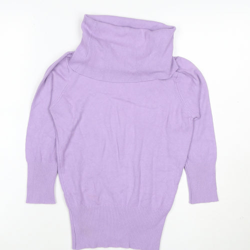 Oasis Women’s Purple UK 10 Roll Neck Knit Pullover Jumper