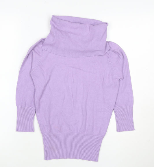 Oasis Women’s Purple UK 10 Roll Neck Knit Pullover Jumper