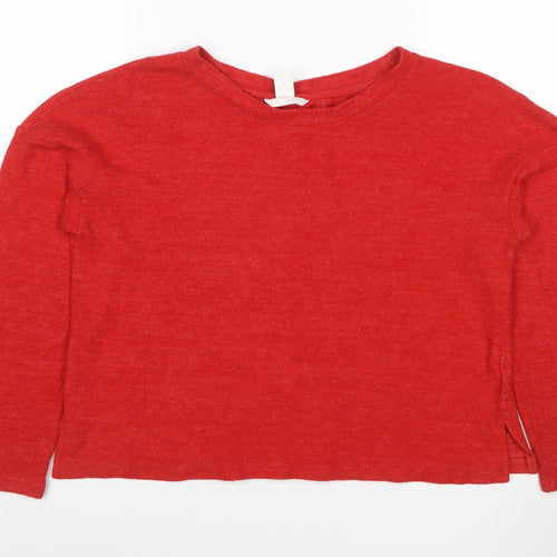 H&M Women Red S Cashmere Blend Knit Long Sleeve Pullover Jumper