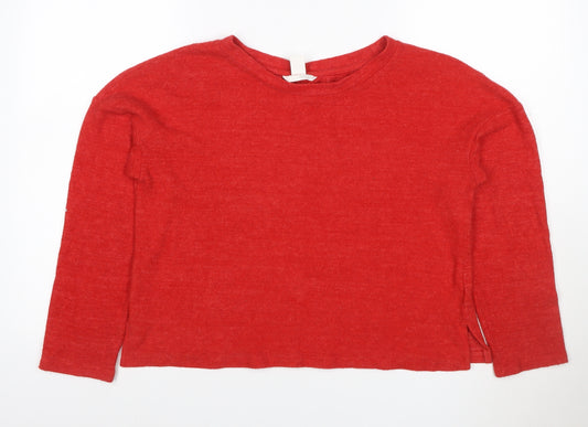 H&M Women Red S Cashmere Blend Knit Long Sleeve Pullover Jumper