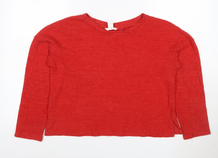H&M Women Red S Cashmere Blend Knit Long Sleeve Pullover Jumper