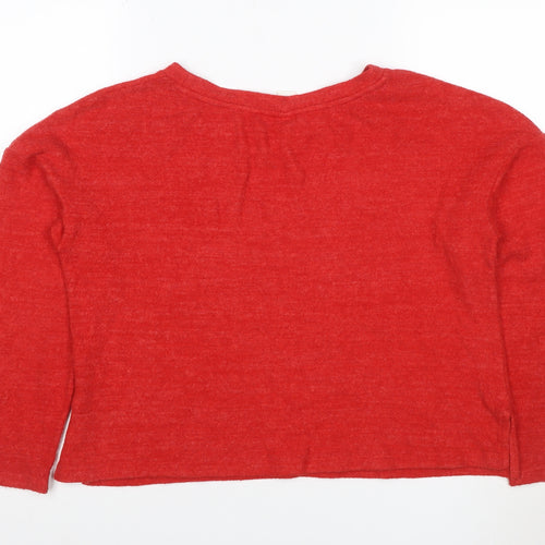 H&M Women Red S Cashmere Blend Knit Long Sleeve Pullover Jumper