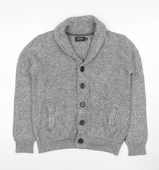 Burton Menswear Men’s Grey M Shawl Collar Button Knit Cardigan