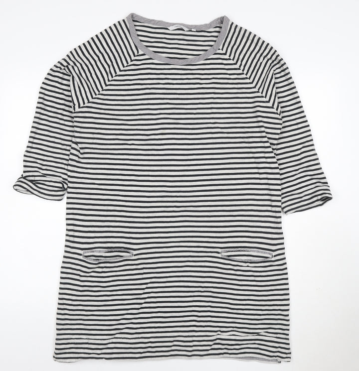 Next Women Black White Stripe UK 20 T-Shirt Dress Pockets Jersey