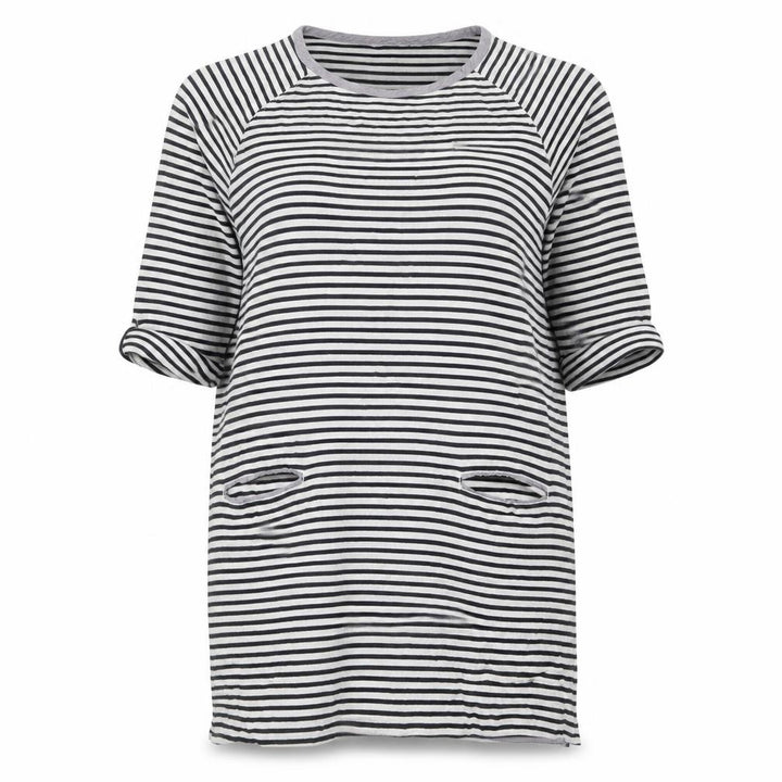 Next Women Black White Stripe UK 20 T-Shirt Dress Pockets Jersey