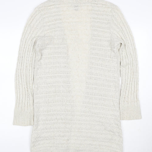 H&M Women Ivory M Open Cable Knit Wool Blend Long Cardigan