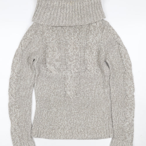 Next Women’s Grey Size 8 Cable Knit Roll Neck Jumper
