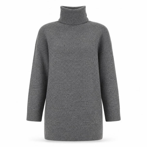 H&M Women Grey XS Knit Roll Neck Jumper Dress Long Sleeve