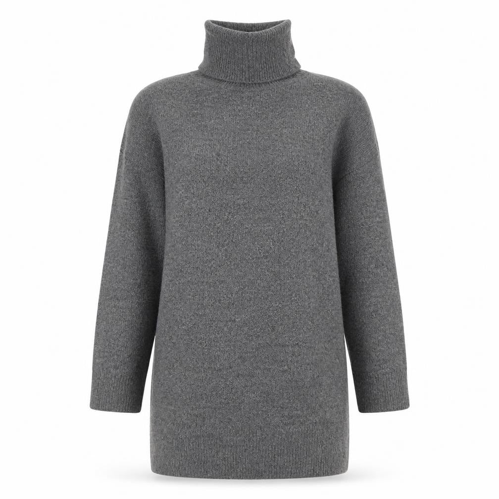H&M Women Grey XS Knit Roll Neck Jumper Dress Long Sleeve