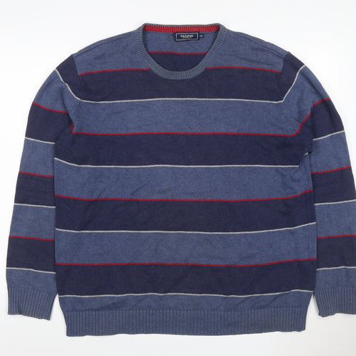 Maine New England Men’s Blue Striped Cotton Knit Pullover Jumper XL