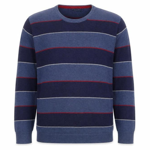 Maine New England Men’s Blue Striped Cotton Knit Pullover Jumper XL