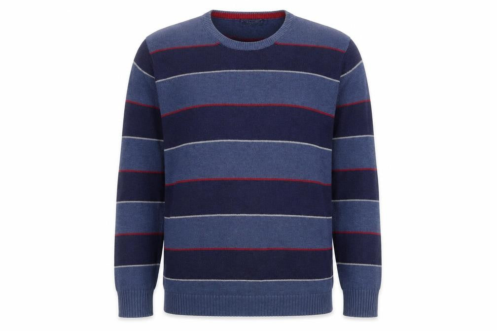 Maine New England Men’s Blue Striped Cotton Knit Pullover Jumper XL