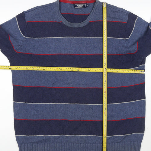 Maine New England Men’s Blue Striped Cotton Knit Pullover Jumper XL