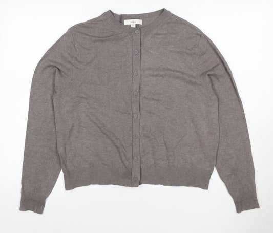 Marks and Spencer Women Brown UK 16 Crew Neck Button Knit Cardigan