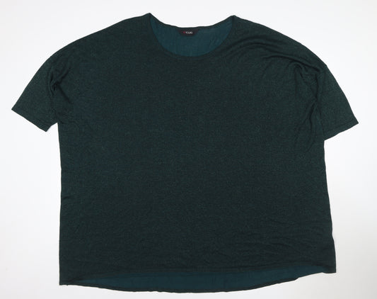 Yours Women Green Shimmer Knit Blouse UK 26 Short Sleeve Plus Size